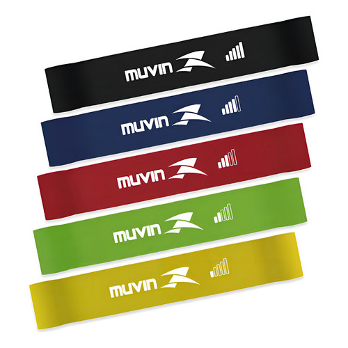 Kit Mini Band Muvin Fxe-300 Faixas Elásticas Circulares Com 5 Tensões Diferentes Intensidades De Resistência Elásticos