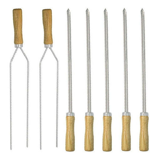7 Mini Espeto 5 Simples 2 Duplos Espetinho Carne Churrasco em Oferta na Shopee