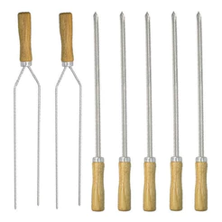 7 Mini Espeto 5 Simples 2 Duplos Espetinho Carne Churrasco