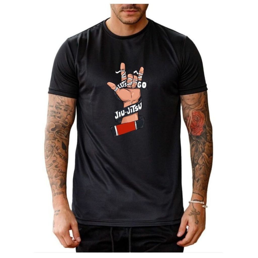 Camiseta Camisa Blusa  Camisa básica para treino academia corrida musculação luta Lets'Go Jiu-Jitsu 100% Algodão - Envio