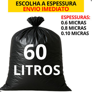 Saco de Lixo 60 Litros Reforçado pacote c/ 100 Unidades Preto Todas as Espessuras 0.6 / 0.8 / 0.10 em Oferta na Shopee