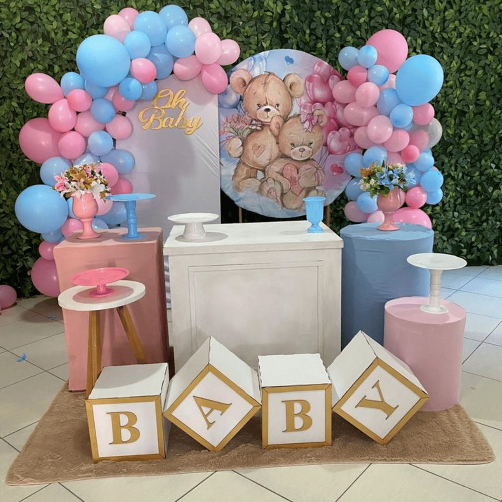 Kit Decoração Chá Revelação 50 Bexigas Metalizadas Rosa Azul Festa Chá de Bebê Revelação Balão