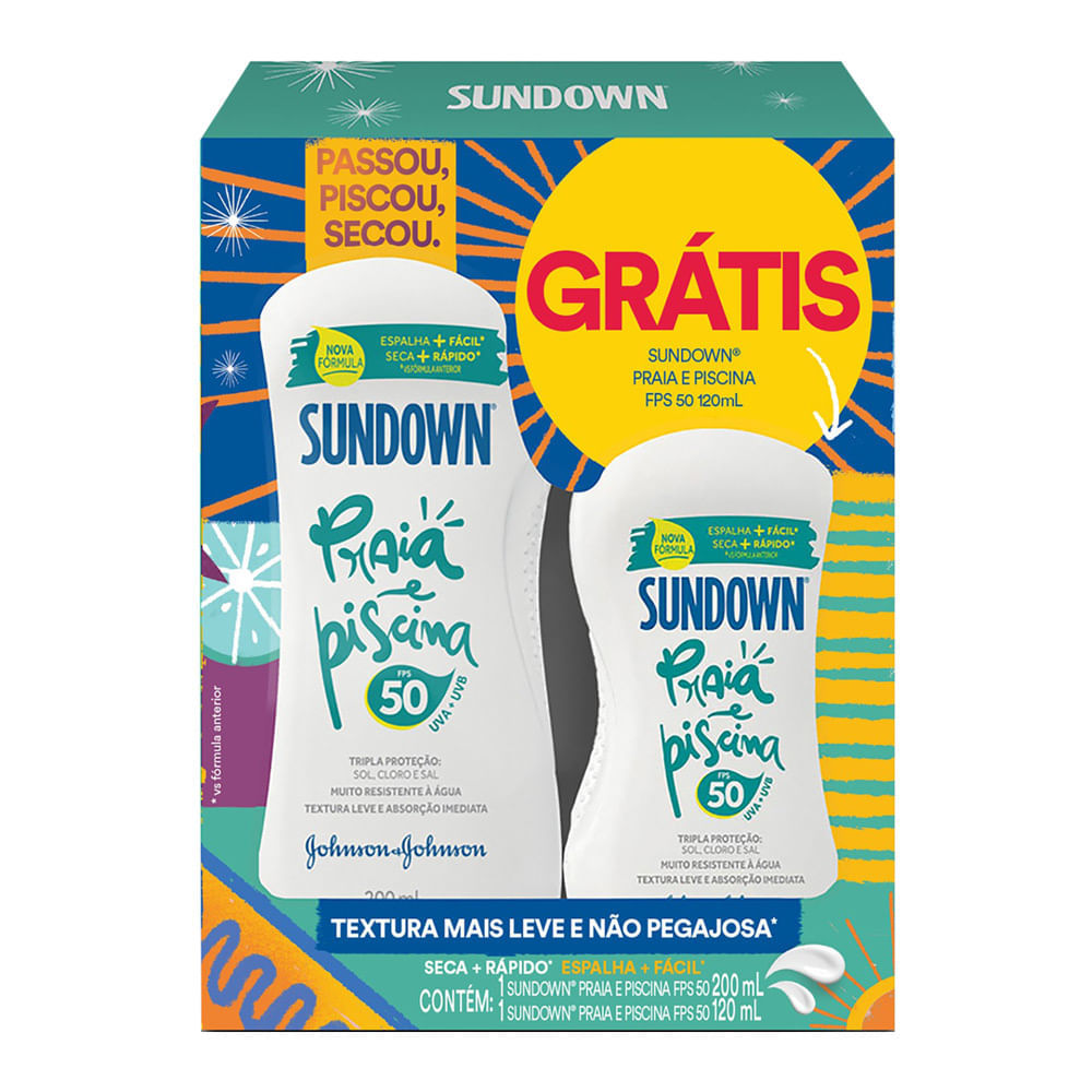 Protetor Solar FPS 50 Sundown Praia e Piscina 200ml e Ganhe Sundown 120ml