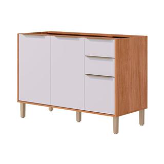 Balcão de Cozinha Esplêndida c/ 3 Portas e 2 Gavetas s/Tampo 120cm Cinamomo/Off White - MGM em Oferta na Shopee