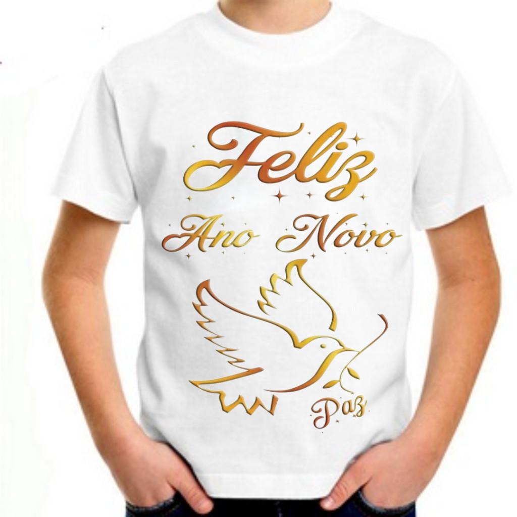 Camiseta Camisa Algodão Camisa camiseta branca Feliz ano novo, varias estampas, camisa branca feliz ano novo, blusa pers