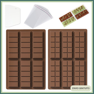 Kit 3 pçs Molde de silicone antiaderente para chocolate Molde retangular para barras de chocolate de qualidade alimentar