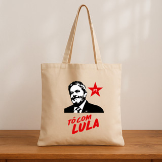 Ecobag Estampada Tõ com Lula | Bolsa Algodão Cru Ecológica | Estilo Retrô Sustentável t