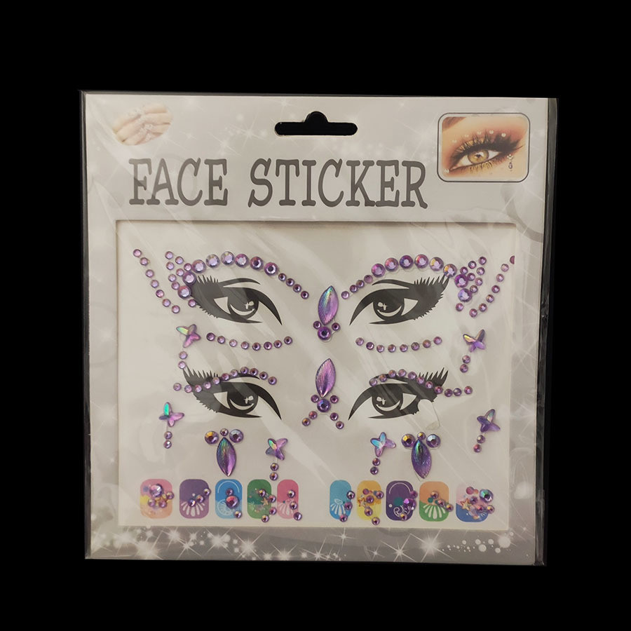 Kit 5 Adesivo Glitter Pedra Rosto Maquiagem Carnaval Festa 1 UNIDADE DE CADA