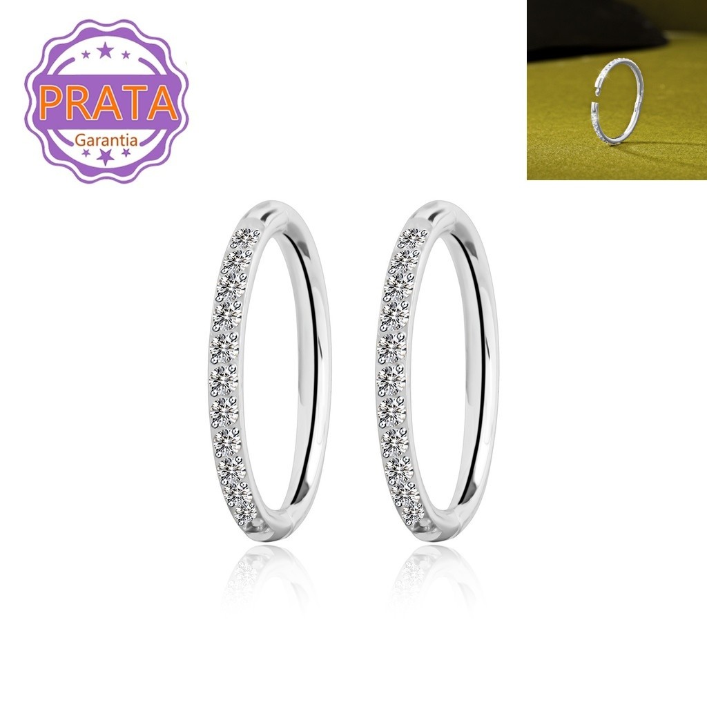 Piercing Nariz Argola Prata 925 Zircônia Circular Cravejada Completa Lateral | Orelha Septo Rook Daith Conch em Oferta na Shopee