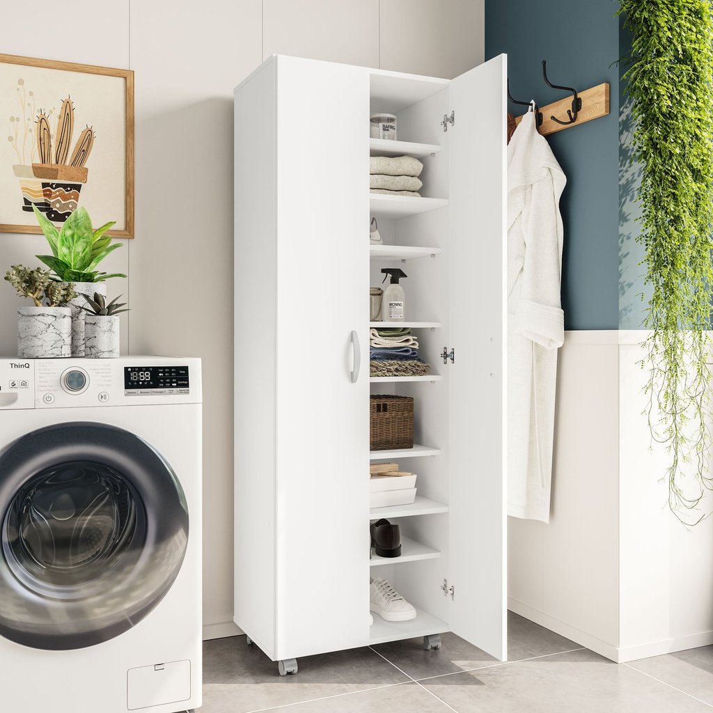 Armário Multiuso 2 Portas 8 Prateleiras Jade Espresso Móveis em Oferta na Shopee