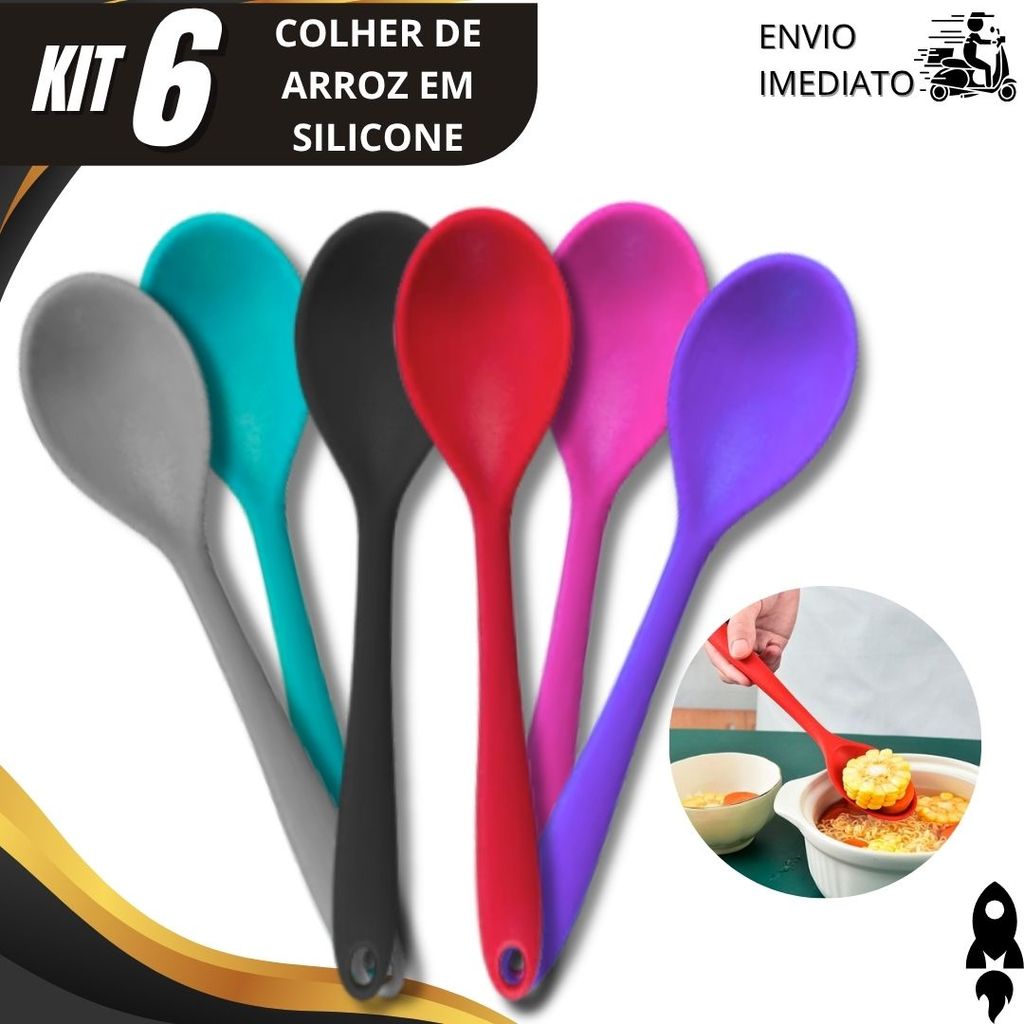 Kit 6/3/2 Colher de Silicone para Servir Arroz Utensílio Para Cozinha Resistência Térmica Para Natal em Oferta na Shopee