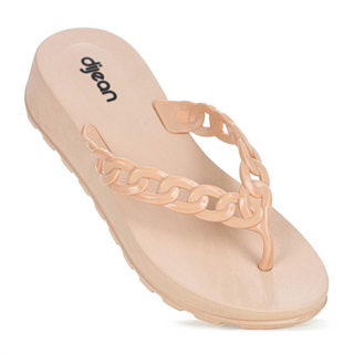Chinelo Dijean Com Salto Corrente Nude Claro - Feminino em Oferta na Shopee