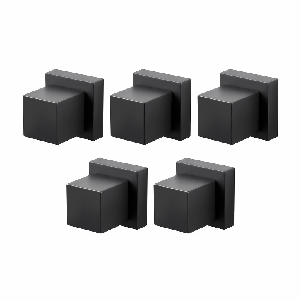 Kit 05 Acabamentos Para Registro Deca Quadrado Metal Preto