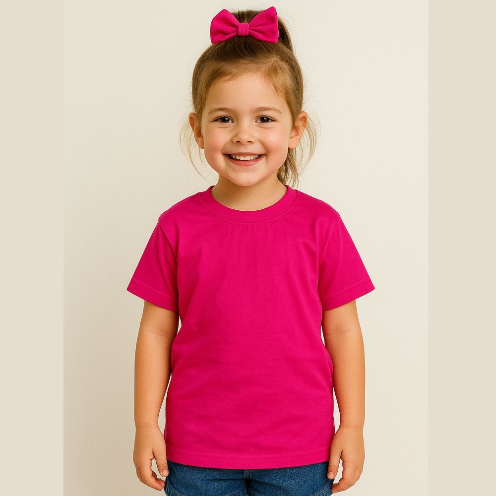 Camiseta Feminina Infantil Rosa Pink 100% Algodão Lisa Básica Leve, Confortável e Ideal para o Dia a Dia em Oferta na Shopee