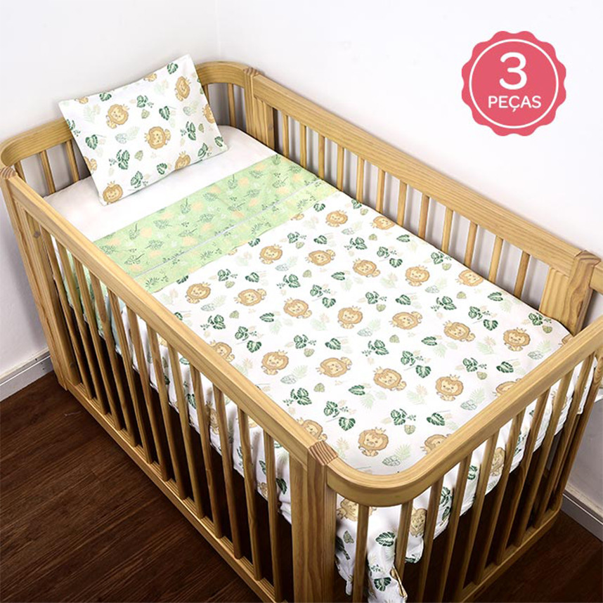 Jogo Lençol Berço Americano Dengo Estampa Leão - 03 Peças em Oferta na Shopee