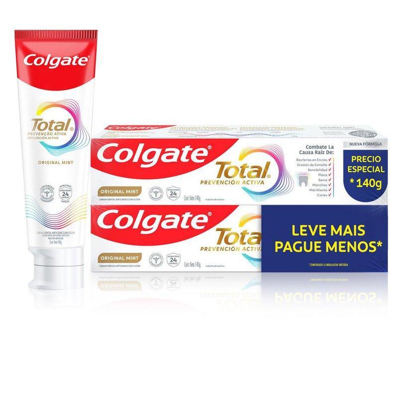 Kit Creme Dental Colgate Total Prevenção Ativa Original Mint 2 Unidades 140g Cada