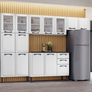 Cozinha Modulada Compacta em Aço 4 Peças 14 Portas 2 Gavetas Paneleiro Duplo New Premium Itatiaia  Branco em Oferta na Shopee