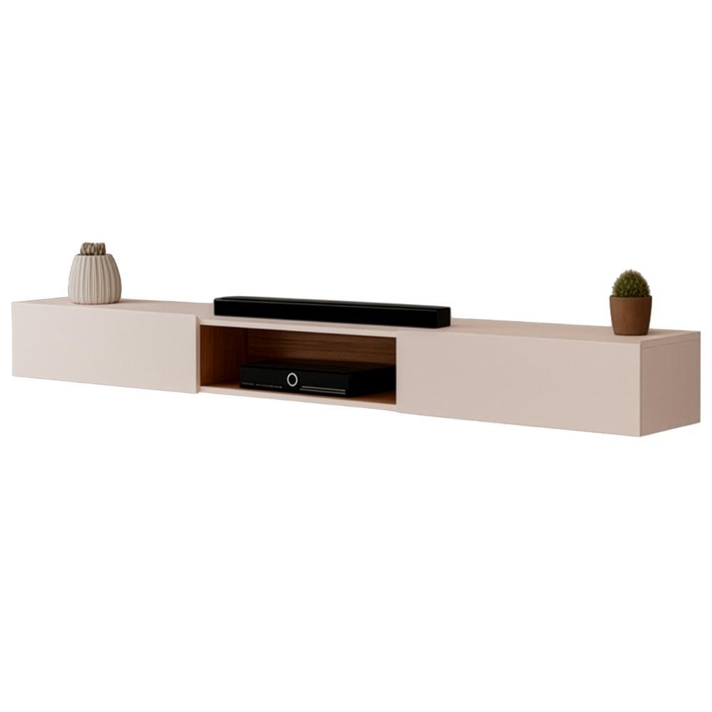 Rack Suspenso para Painel ou TV até 75 Polegadas 2,10m 2 Portas com Nicho Montreal Off White em Oferta na Shopee