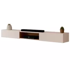 Rack Suspenso para Painel ou TV até 75 Polegadas 2,10m 2 Portas com Nicho Montreal Off White
