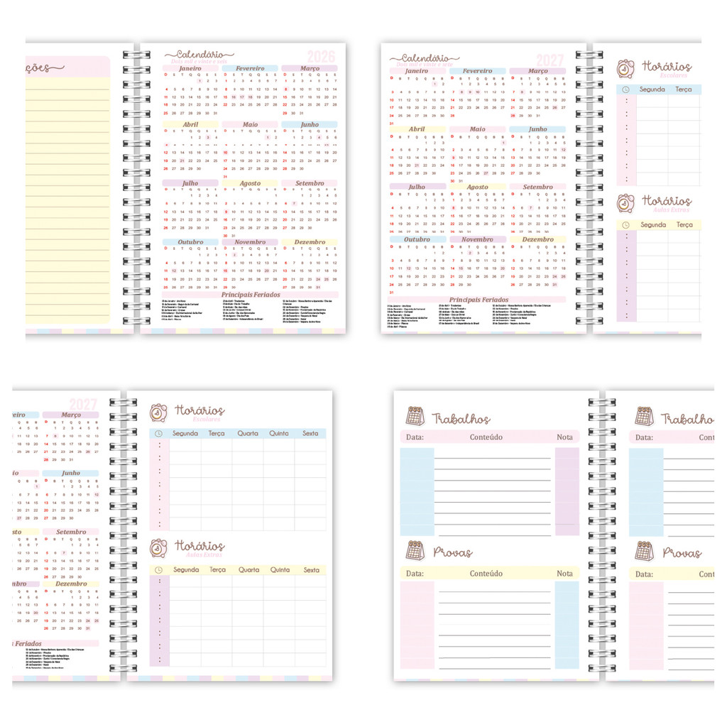 Caderno Personalizado com Nome Escolar Universitário Lilo e Stitch Angel Espiral Capa Dura Tamanho Grande