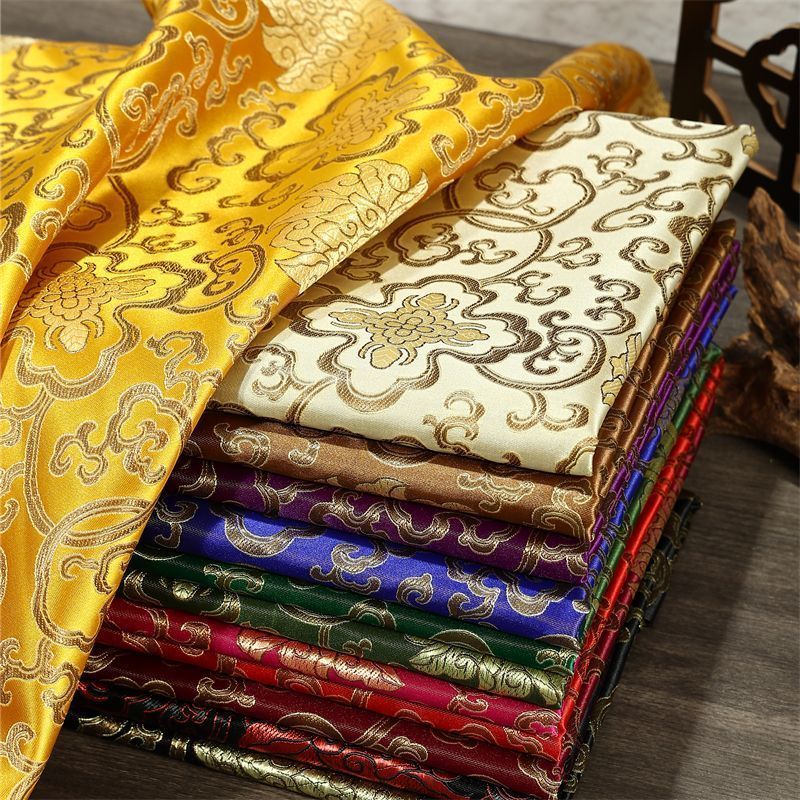 90 * 100CM Dinheiro Planta Jacquard-Tecido De Cetim Brocado De Seda Hanfu Sofá Almofada Travesseiro Estilo Étnico Roupas