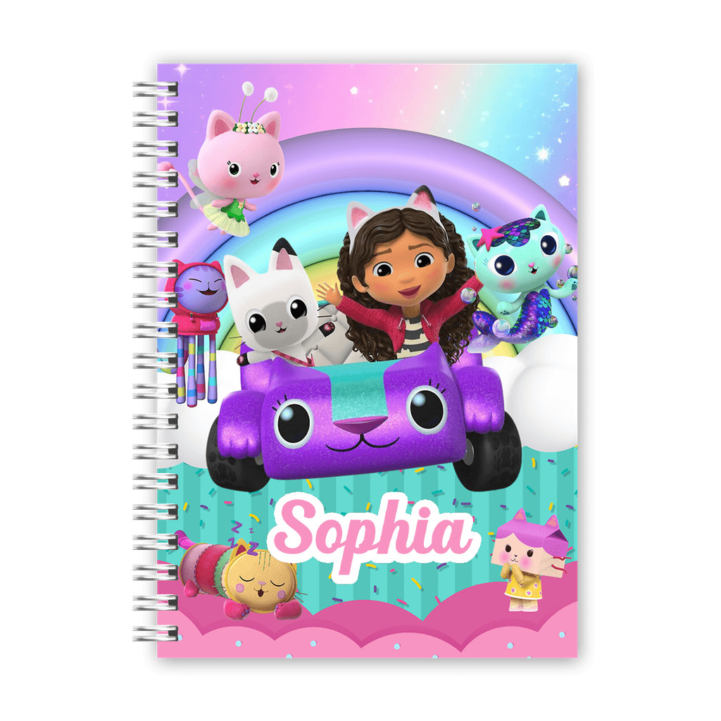 Caderno Personalizado com Nome Escolar Universitário A Casa Mágica da Gabby Espiral Capa Dura Tamanho Grande