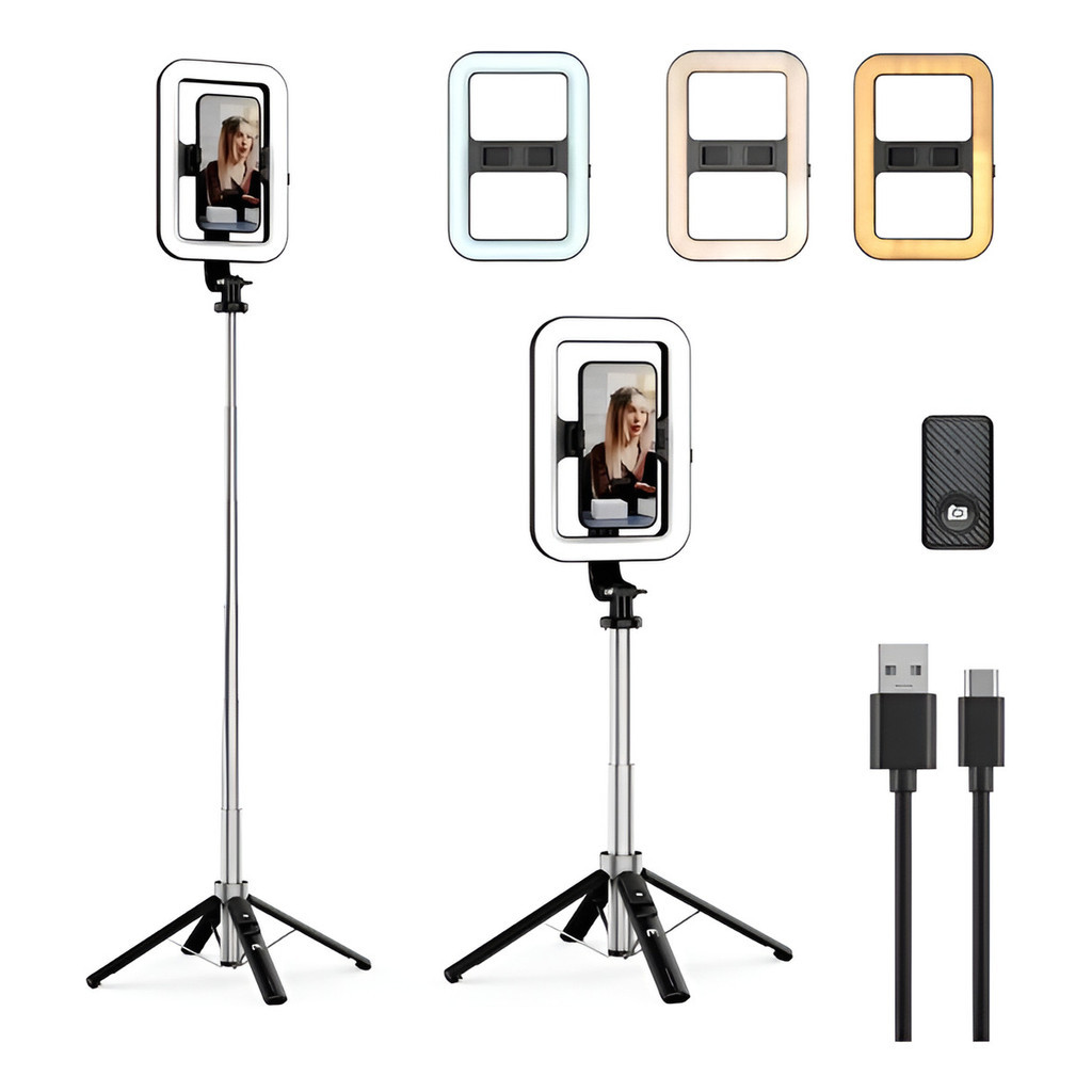 Luminária Ring Light De Celular Com Controle Bluetooth e Tripe Para Lives Fotos Vídeo 10m