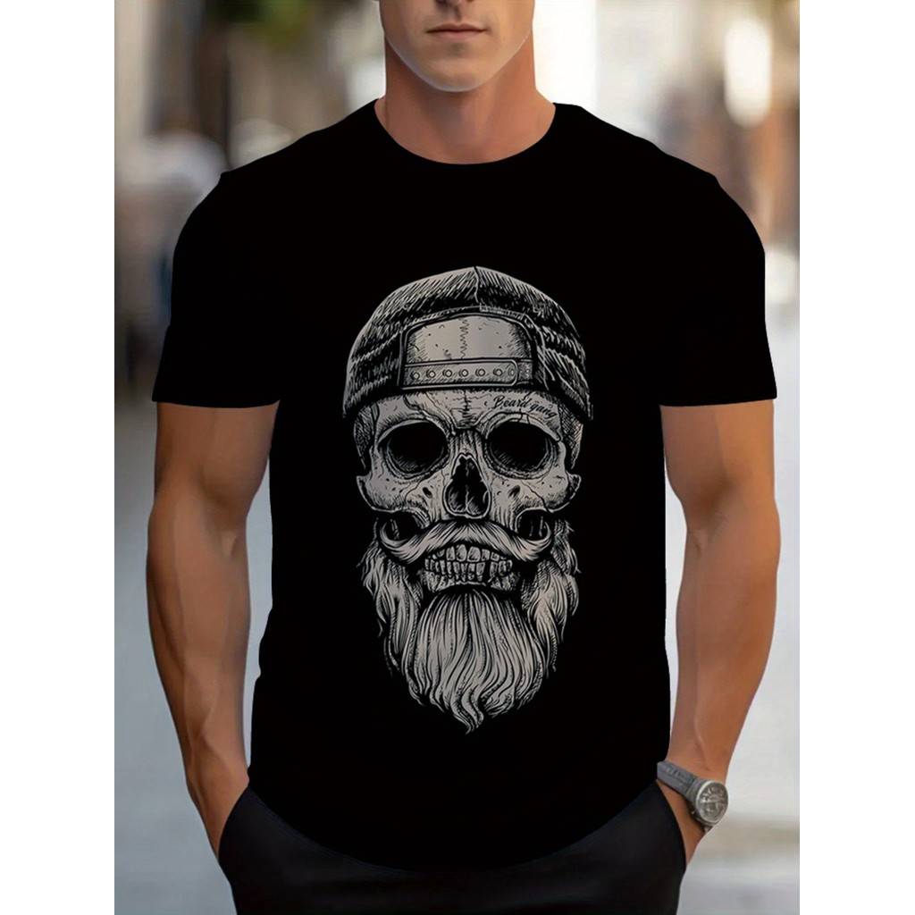 Camiseta Masculina Caveira  Estampa Esquelética Estilosa Confortável Moderna Casual em Oferta na Shopee