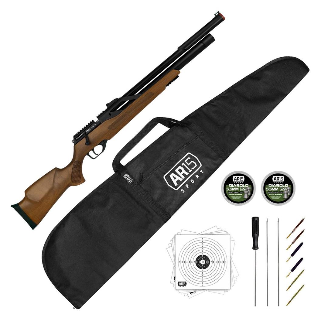 Carabina Madeira 5.5mm T-Rex PCP 42 J Chumbinho Kit Limpeza em Oferta na Shopee