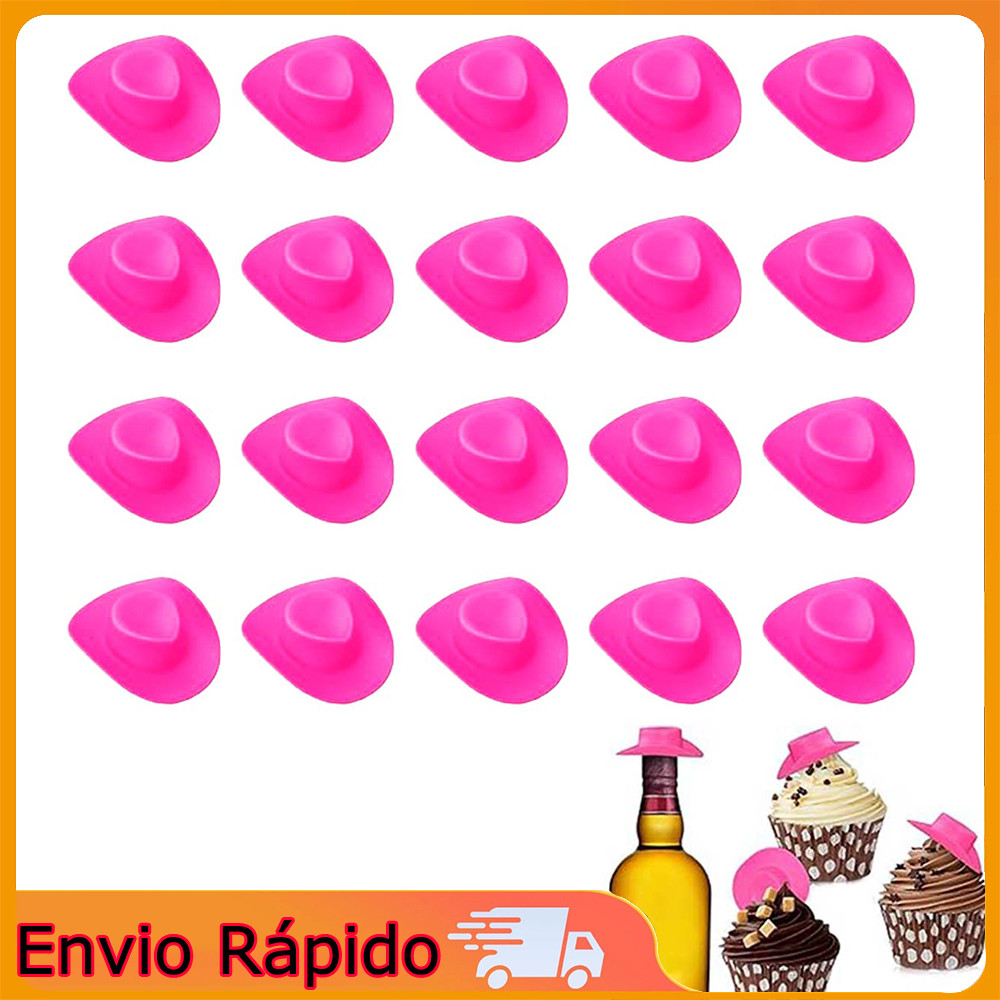 20 mini chapéus de cowboy rosa-claro Chapéus decorativos em miniatura