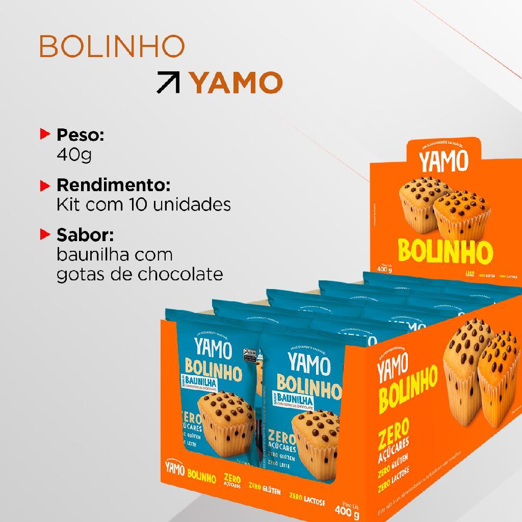 Kit 10 snack bolinho de baunilha com gotas de chocolate yamo zero açucar lactose topway 40g
