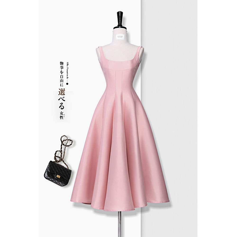 Rosa estilingue vestido feminino Hepburn nicho francês aniversário High-End requintado primavera verão férias à beira-ma