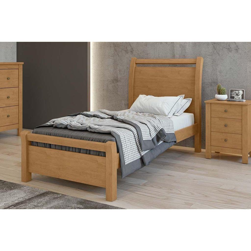 Cama Solteiro Reali Rovere/Amêndoa - Lopas em Oferta na Shopee