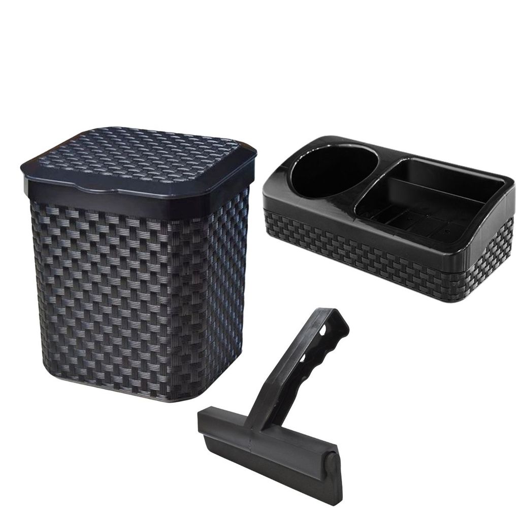 Kit Pia Rattan Lixeira 5 Litros Rattan Preta + Porta Detergente bucha e sabão + Rodinho em Oferta na Shopee