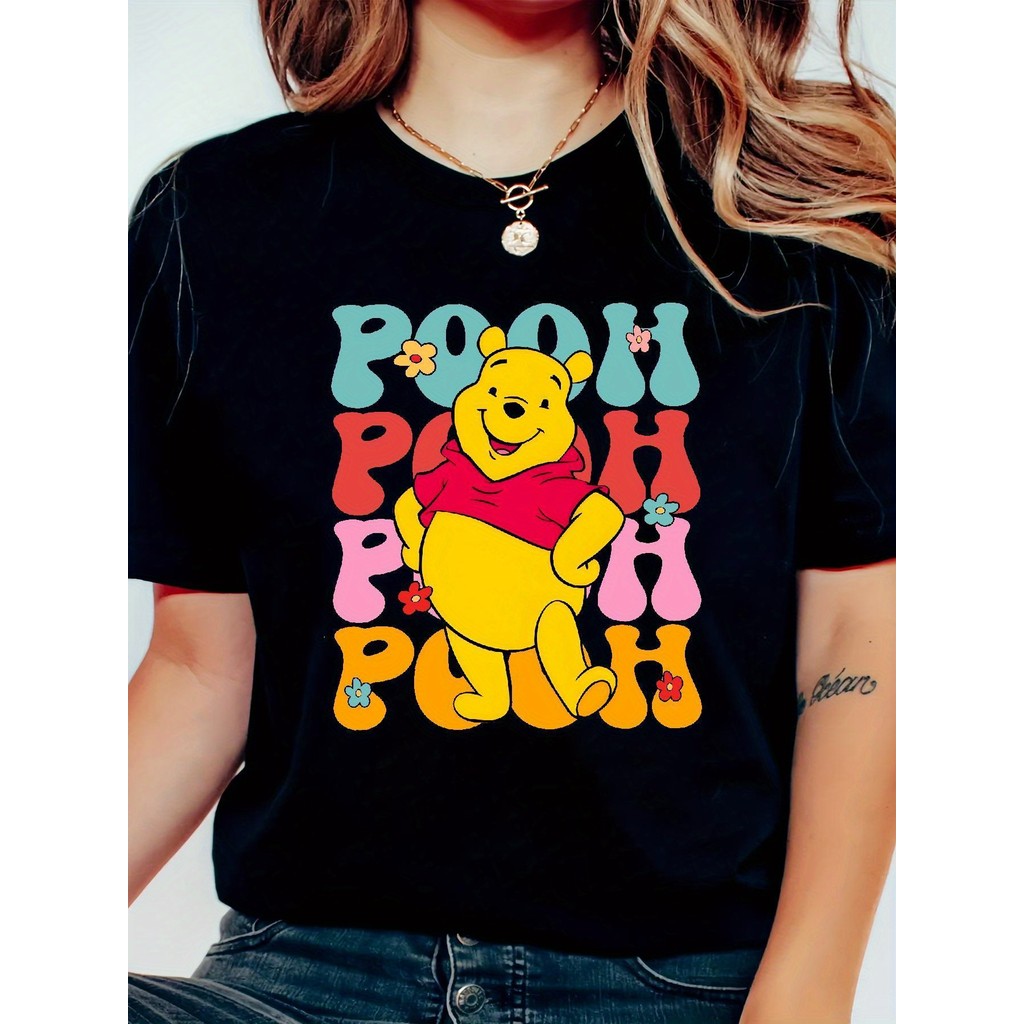 BR Moonlight Camiseta Feminina Y2K Pooh Colorido Ilustração Desenho Fofa Confortável Divertida Moda Primavera