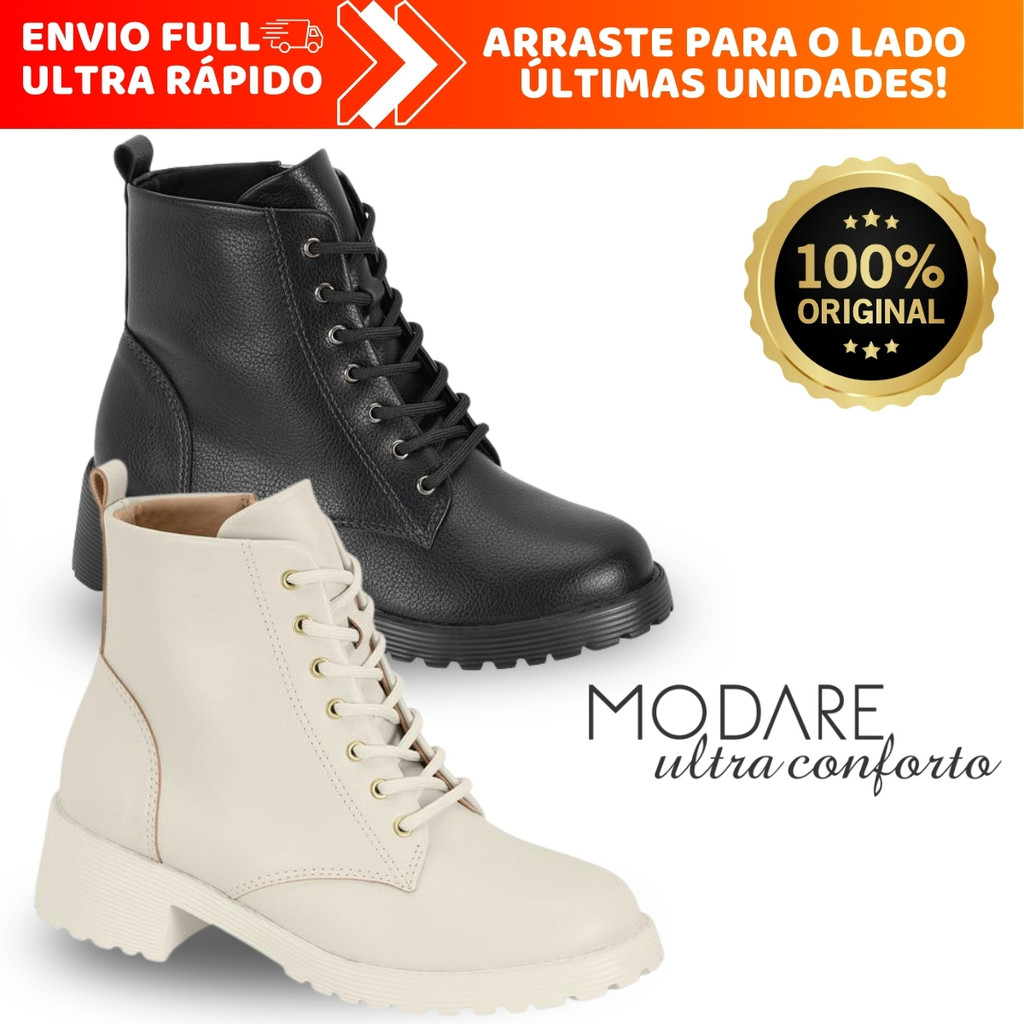 Bota Feminina Modare Ultraconforto Coturno Solado Tratorado Com Salto Grosso Macia e Confortável