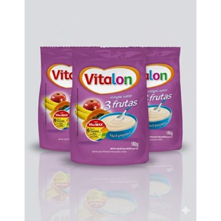 Kit 3 Mingaus de 3 Frutas Vitalon - Sachê 180g cada em Oferta na Shopee