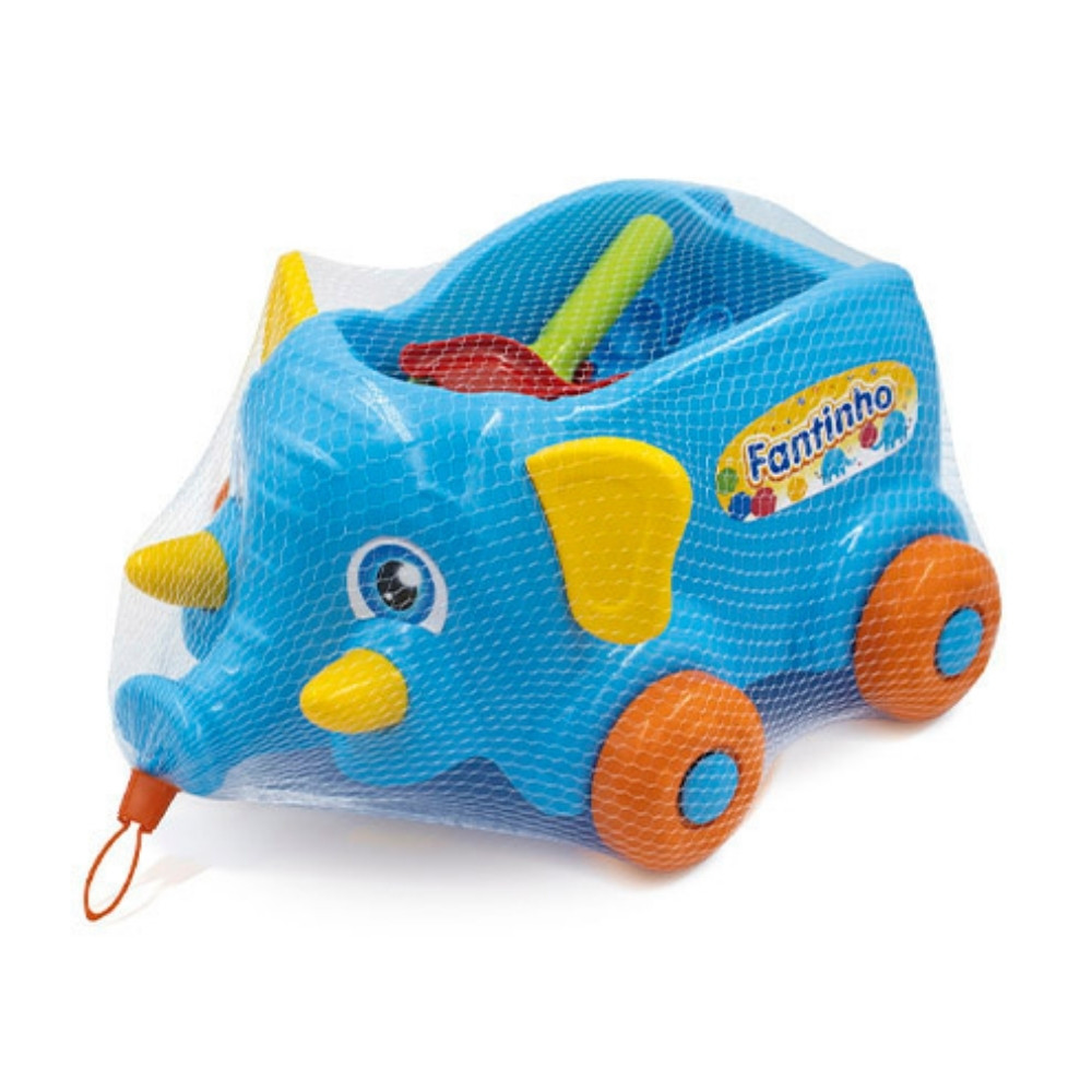Baldinho de Praia Elefante de Brinquedo com Rodas Maral