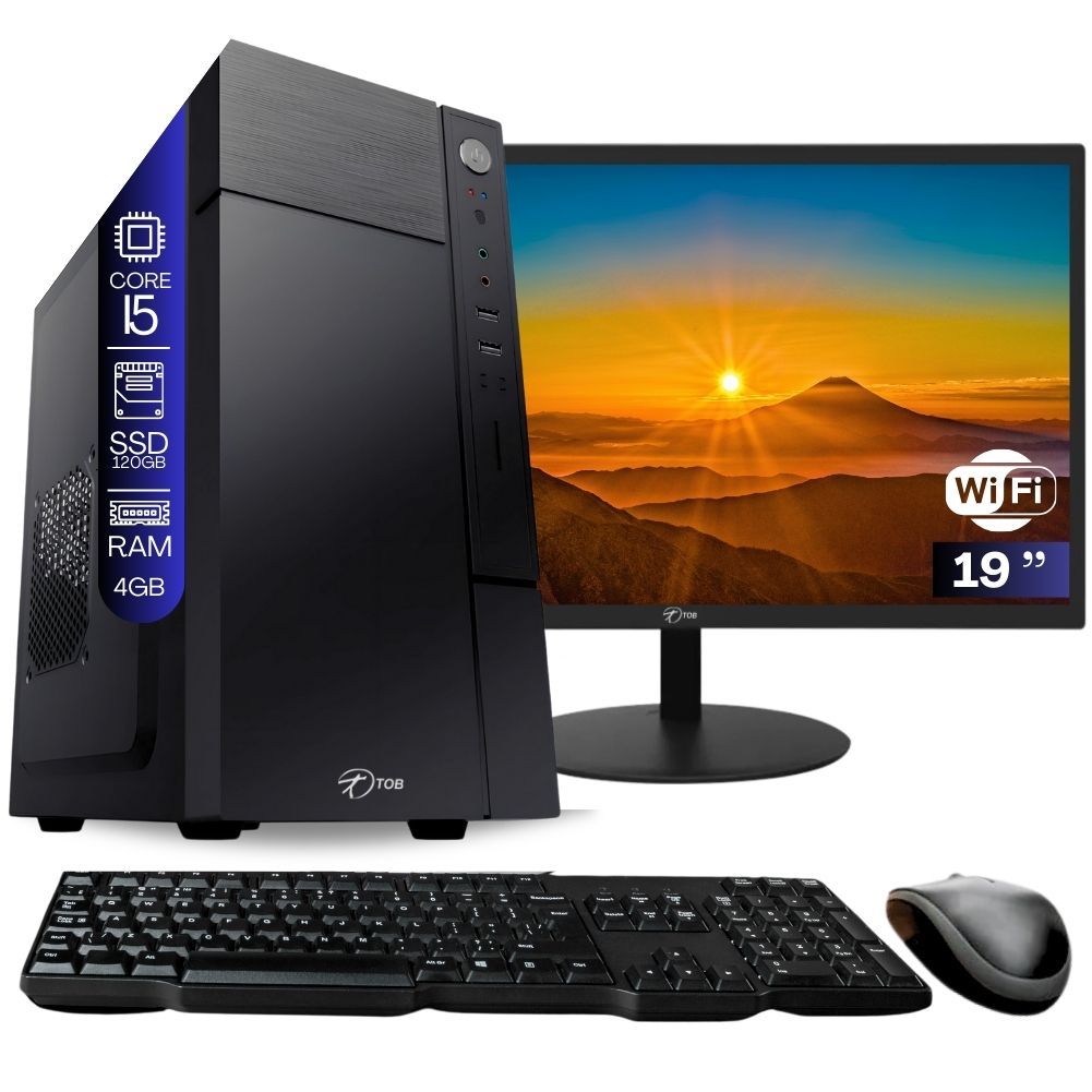Computador i5 Ssd 120 GB Memória 4GB com Teclado/Mouse, Wifi, Monitor 19" e Windows 11 trial