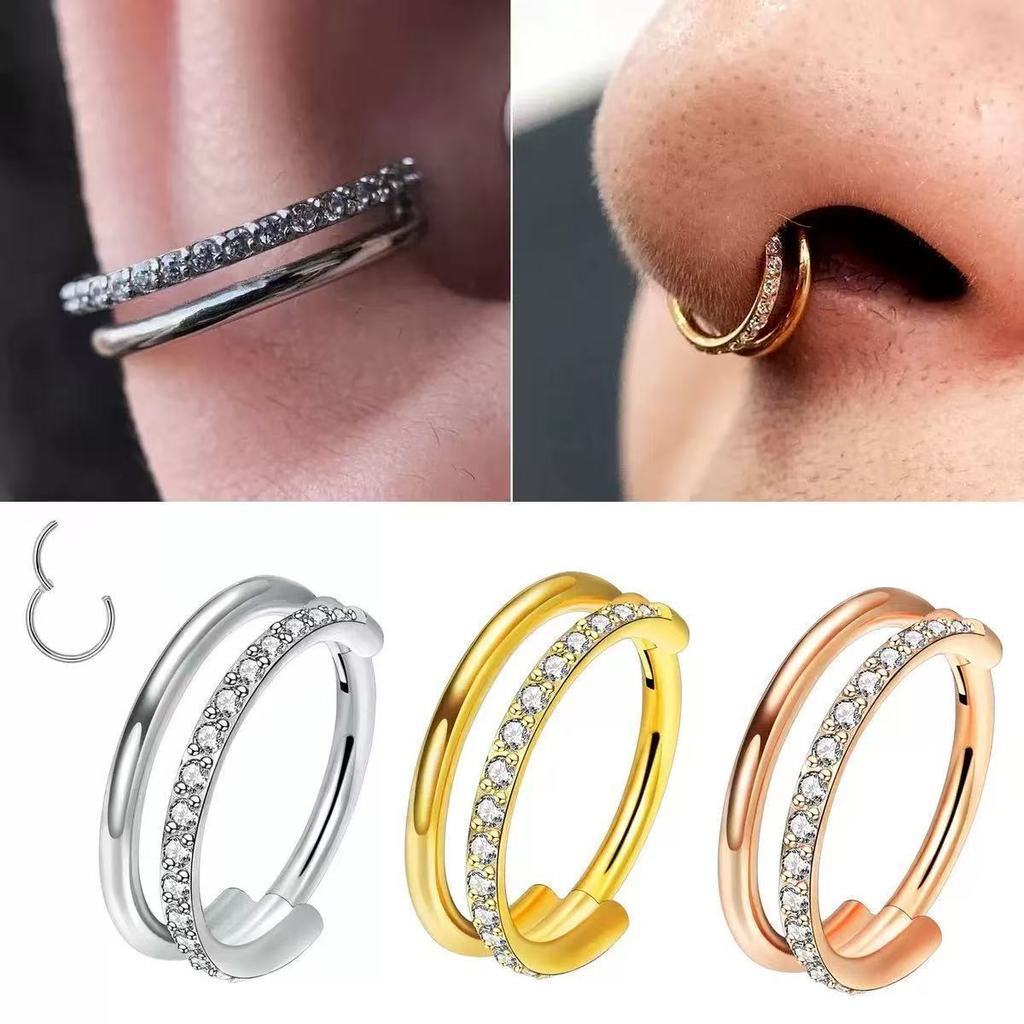 NOVA Piercing Argola Titânio PVD Segmneto Articulado Vazado 1 Fileira Zircônia Cravejada | Septril, Rook, Conch, Nariz em Oferta na Shopee