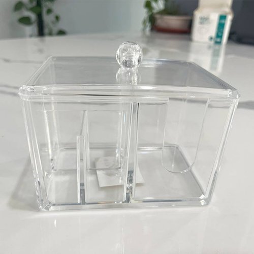 Porta Algodao Organizador Multiuso Transparente Tampa Hermetica Ideal Banheiro Limpeza Praticidade