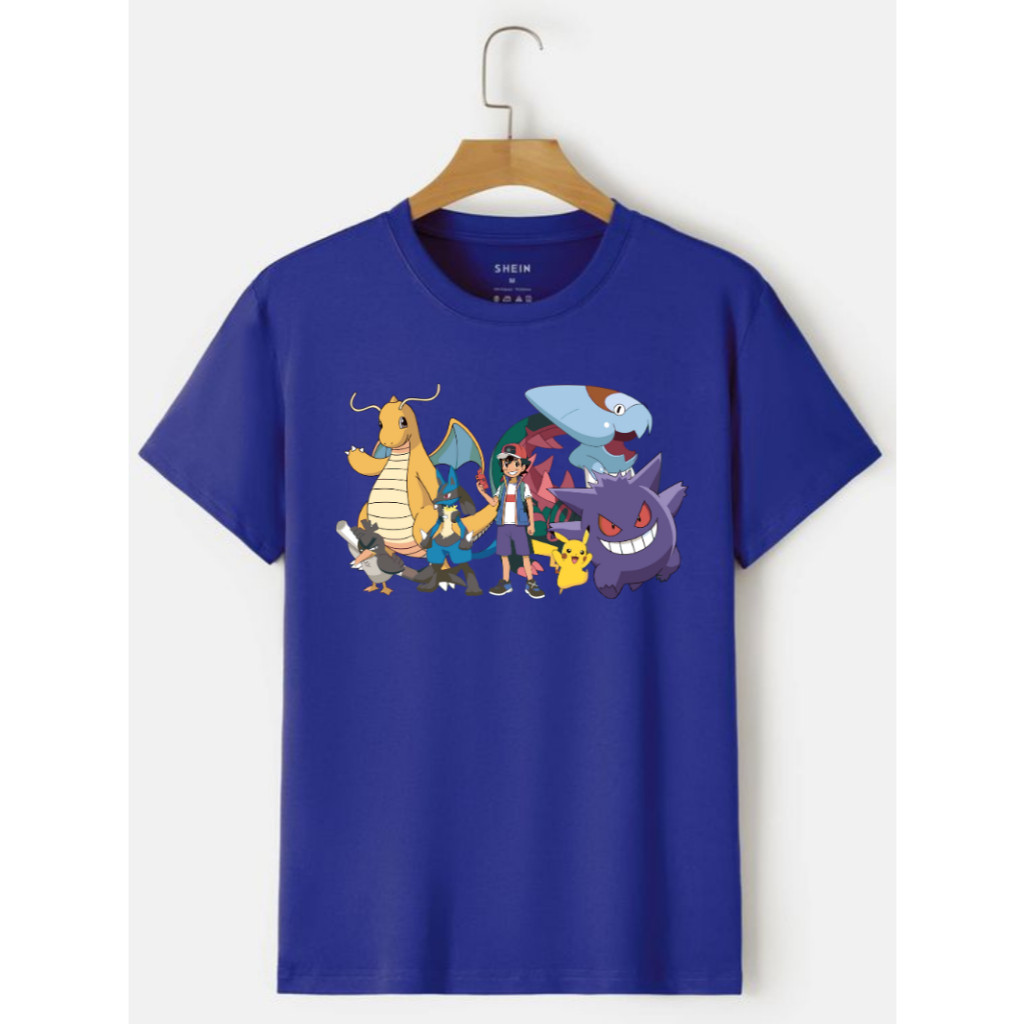 Camiseta Pokémon Adulto e Infantil Pikachu Desenho Criança Streetwear Camisa Premium Algodão Masculina Feminina Unissex