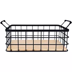 Fruteira de Mesa Hauskraft FRUT006 Retangular Ferro e Madeira 33,5cm