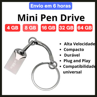 Pen drive Chaveiro Metal Mini 4GB / 8 GB/ 16GB/ 32GB/ 64GB AGOLD em Oferta na Shopee