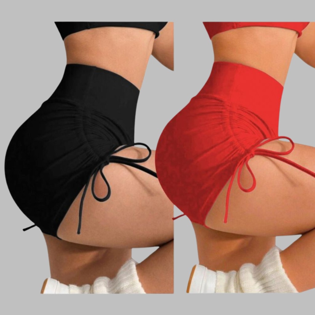 Kit 2 Short Feminino Fitness Bermudinha Cós Alto Academia Praia