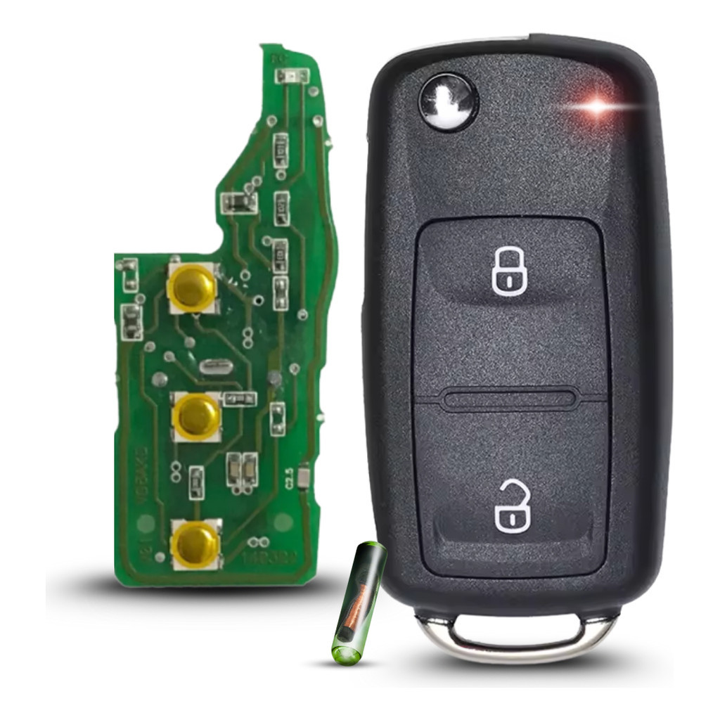 Chave Completa 2 Botões Vw Jetta Up Tiguan Polo Golf Beetle