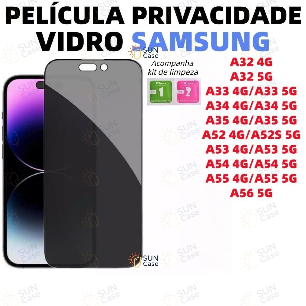 Película Para Samsung Galaxy A56 A55 A54 A32 A35 A34 A52 A52S A33 4G 5G Macia Protetor Privacidade Anti Spy FKM em Oferta na Shopee