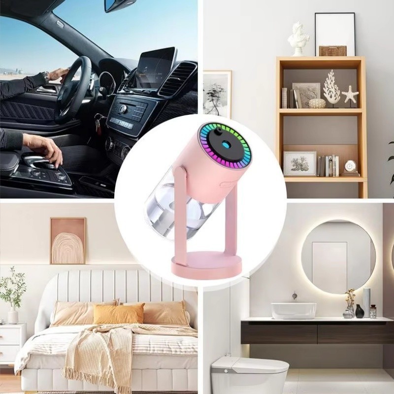Umidificador de Ar Ultrassônico USB com Projeção de Luz Estelar e LED – Portátil para Casa e Carro