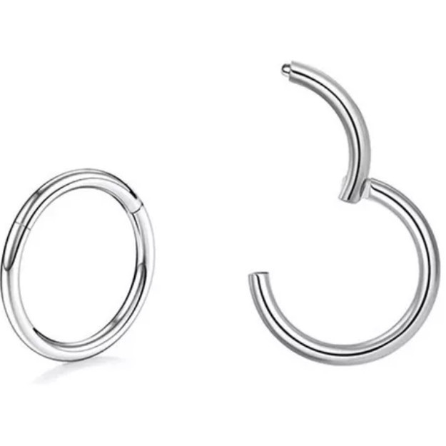 Argola Click em Titânio  para Piercing – Septo, Hélix, Daith, Cartilagem – 6 8 10 12mm