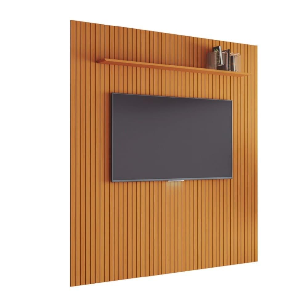 Painel para TV Até 75 Polegadas 2,25x2,40m Ripado com Prateleira Arbo Cedro EDN em Oferta na Shopee